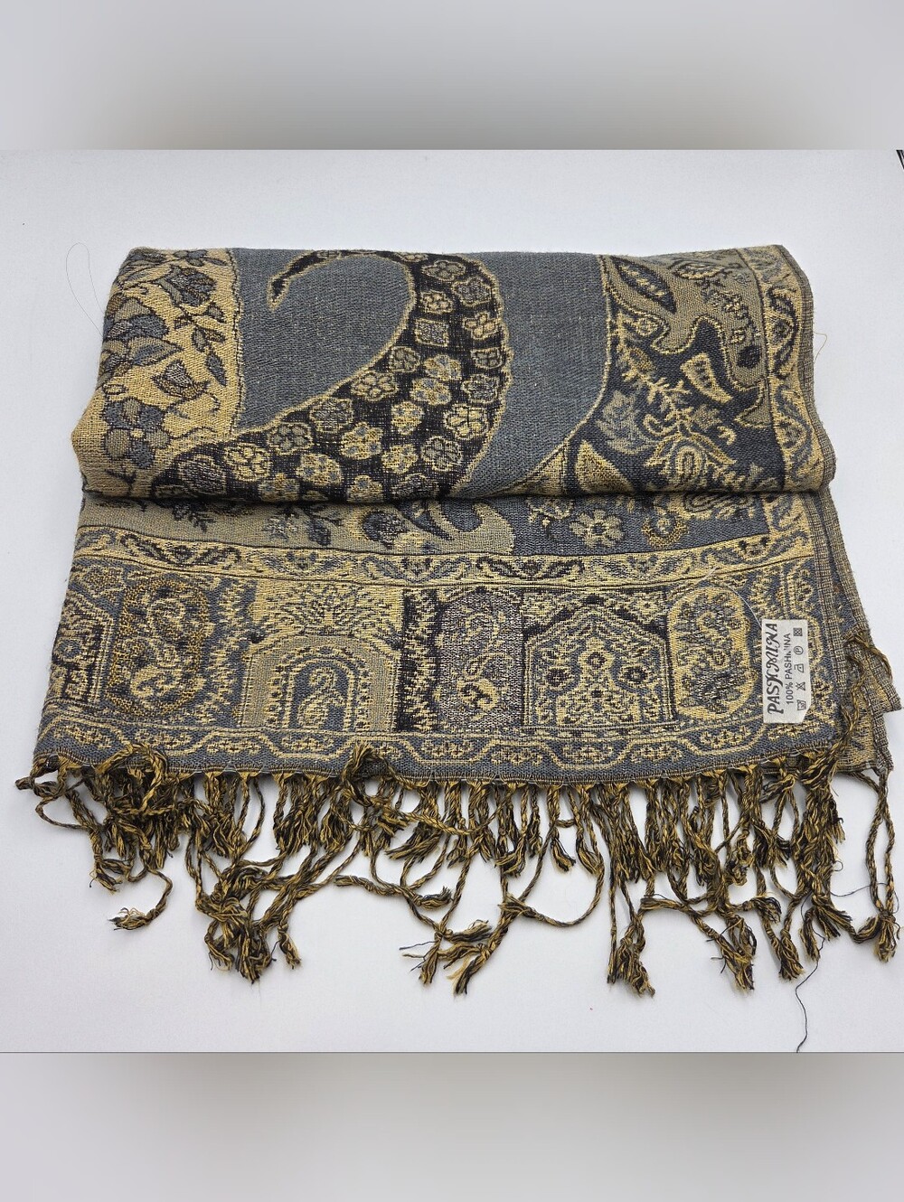Pashmina Women shawl, Color-Blue/Gold